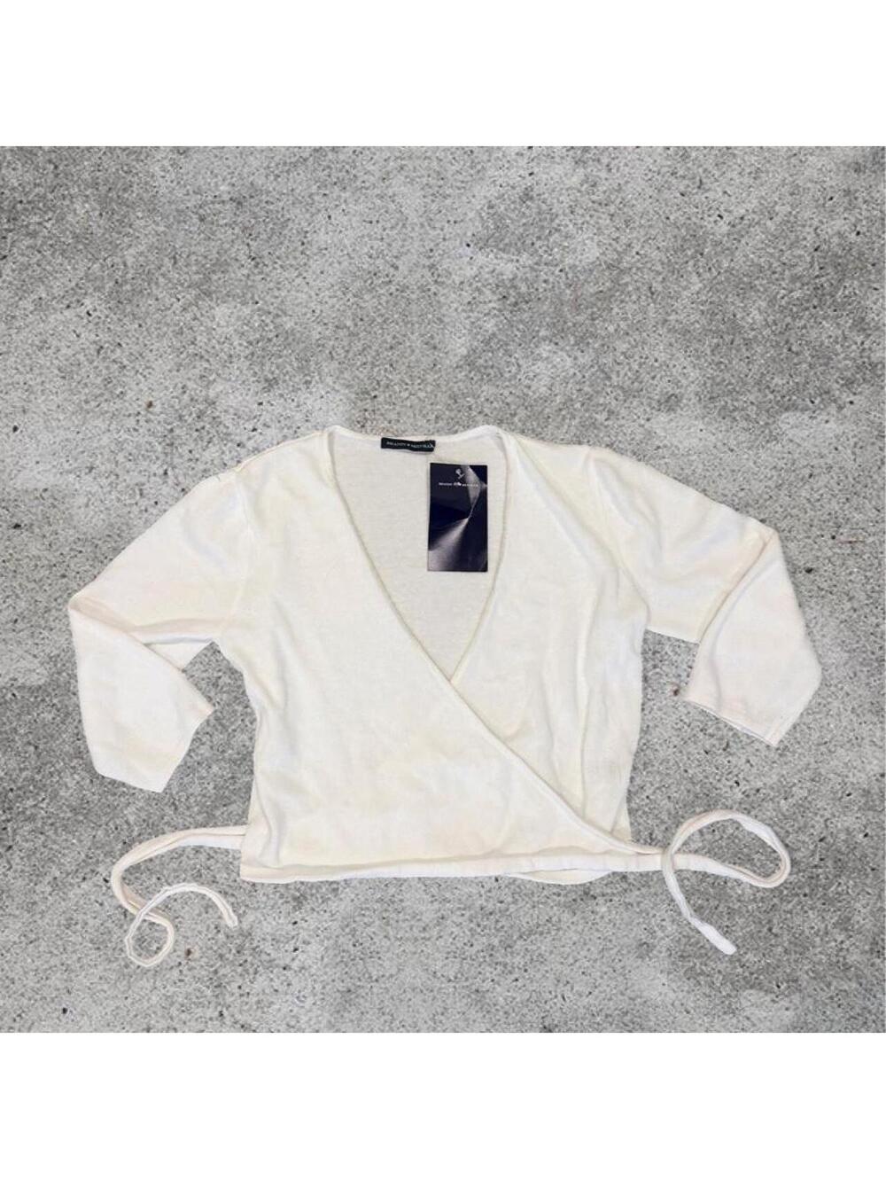 Brandy Melville white clara wrap top